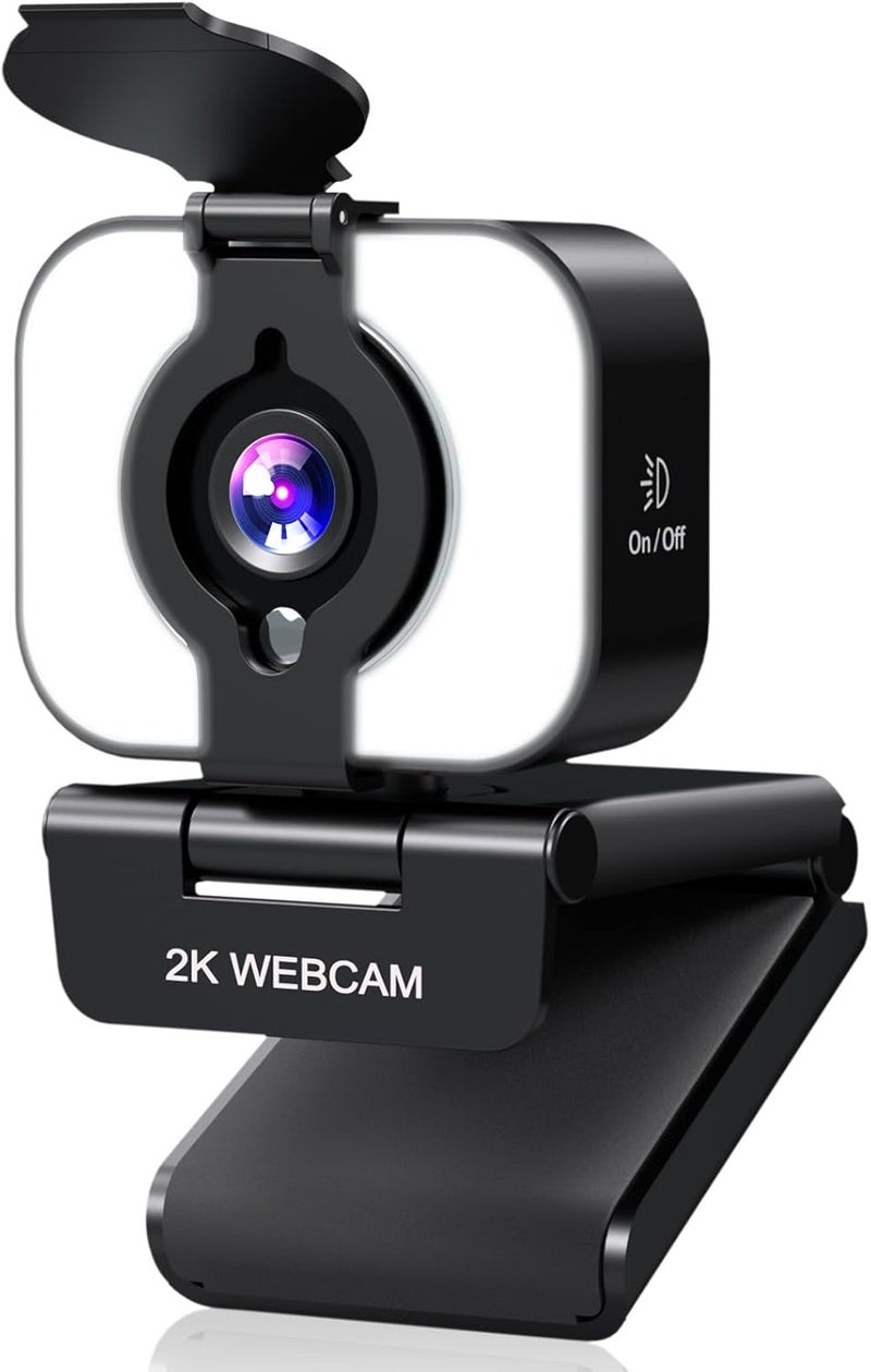 MELCAM 2K Webcam for PC, Web Camera with Microphone, Light, Privacy Cover, Plug and Play Autofocus USB Computer Camera for Laptop, Desktop, PC, Mac, Zoom, Skype, Meeting, Streaming(Black) - Image 1